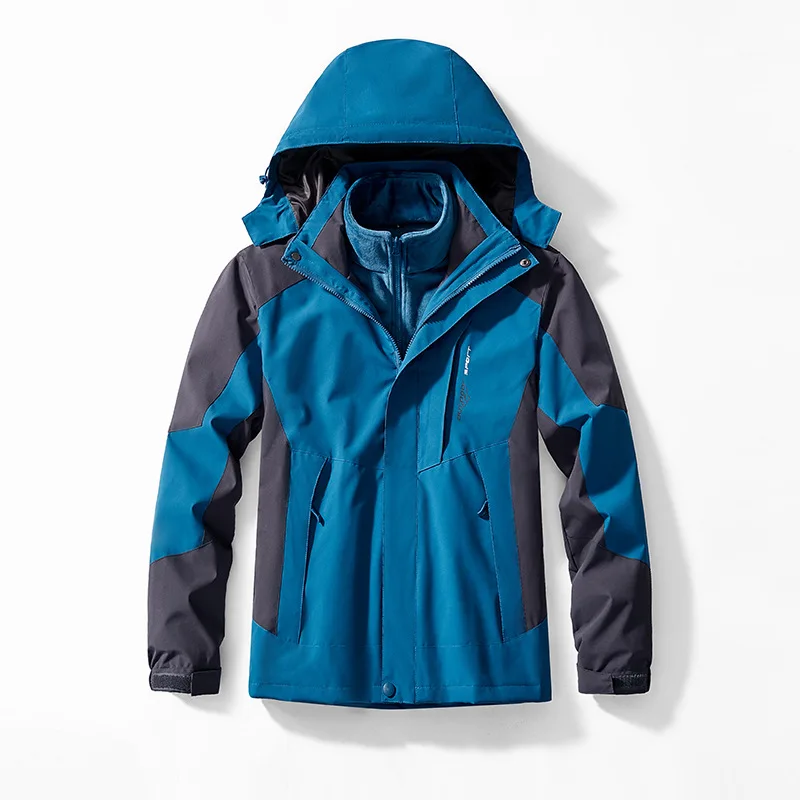 Unisex Two-pieces Sets 3 in 1 Parkas Jackets Male New Arrived Winter Men Outdoor Jacket Waterproof Hiking Coat Windbreaker Coat
