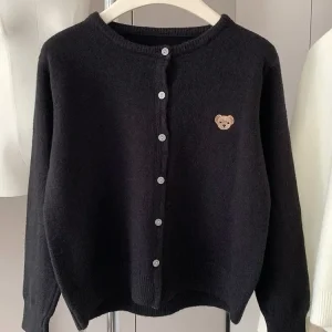 Yaminiya Autumn 2024 O-Neck Knit Sweater Sweet Cartoon Embroidery Casual Tops Japanese Fashion Single Breasted Cardigan Harajuku