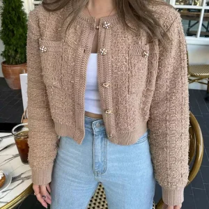 Zoki Sweet Women Vintage Cardigan Sweaters American Casual Long Sleeve O Neck Tops Fall Retro Female Single Breasted Cardigan
