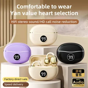 Wireless Headphones Fone Bluetooth Headset With Mic Handsfree Noise Canceling Earphones Clip Ear Music Sports Gaming Earplug