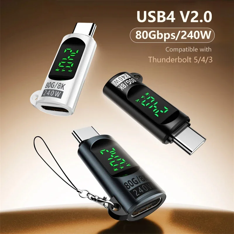 80Gbps Type C OTG Adapter USB4 V2.0 Type C to Type C Converter Cable 8K@60Hz 240W Fast Charge Data Connector for Thunderbolt 5