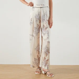 K1449W High Waist Wide Leg Pants Women Luxury Drawstring Casual Clothes Pants For Ladies Wide Leg Trousers For Women
