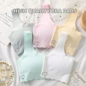 Young Girls Training Bra Solid Cotton Wireless Brassiere Seamless No Underwire Underwear Sport Bra For Girl Cup A Thin First Bra
