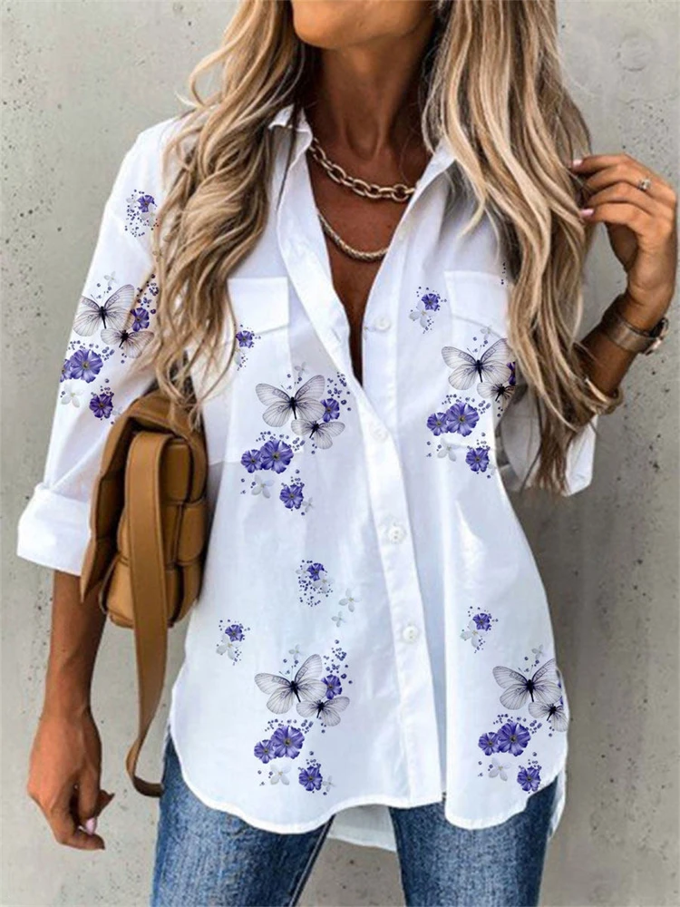 Temperament Women Shirt Loose Long Sleeve Shirt Women Casual Printed Women Top - Image 2
