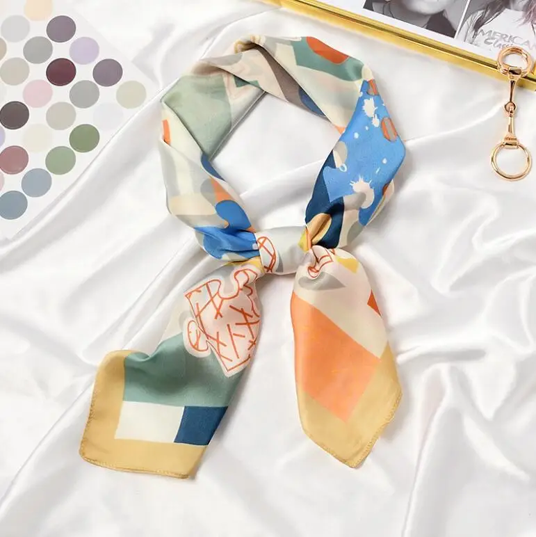 2021 Elegant Puzzle Print Square Scarf Women Bandana Hairband Lady Head Wraps Female Shawl Fashion Neckerchief - Image 2