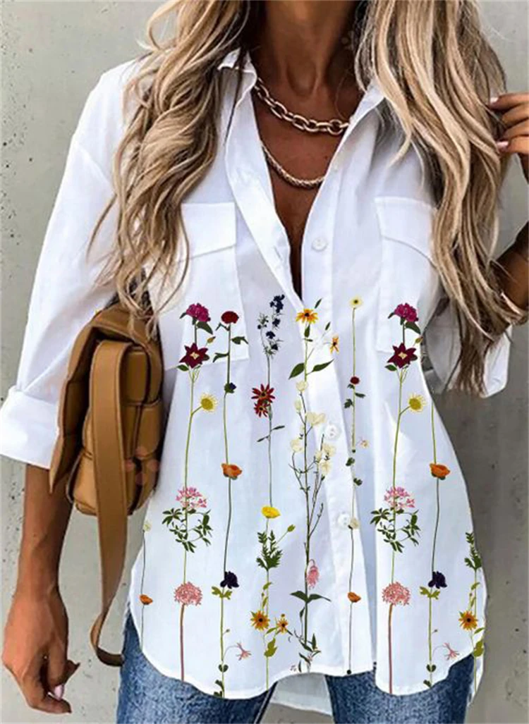 Temperament Women Shirt Loose Long Sleeve Shirt Women Casual Printed Women Top - Image 5