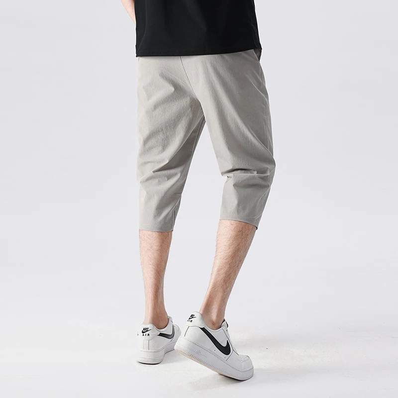 Korean Version Men'S Summer Slim Fit Small Foot Sports Casual Pants Boys' Ice Silk Quick Drying 7-Point High Elastic Shorts - Image 4