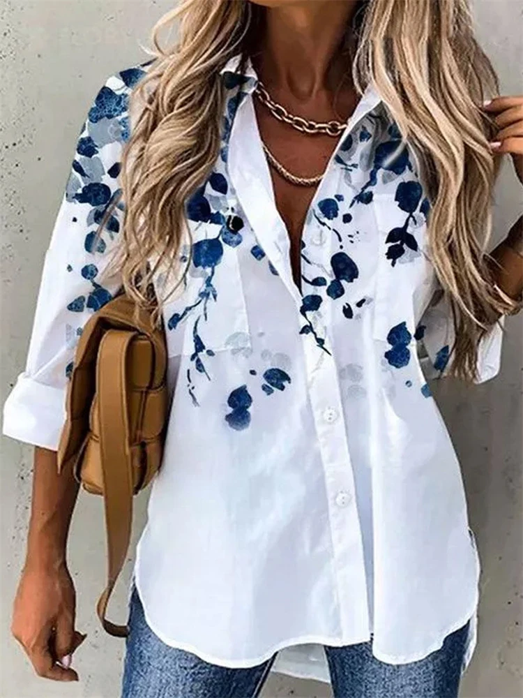 Temperament Women Shirt Loose Long Sleeve Shirt Women Casual Printed Women Top - Image 3