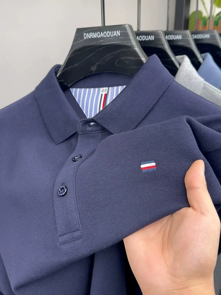 Summer 2024 New High end Embroidered Polo Collar Casual Men's Polo Shirt Short sleeved Solid Color Designer Men's Top T-shirt - Image 4