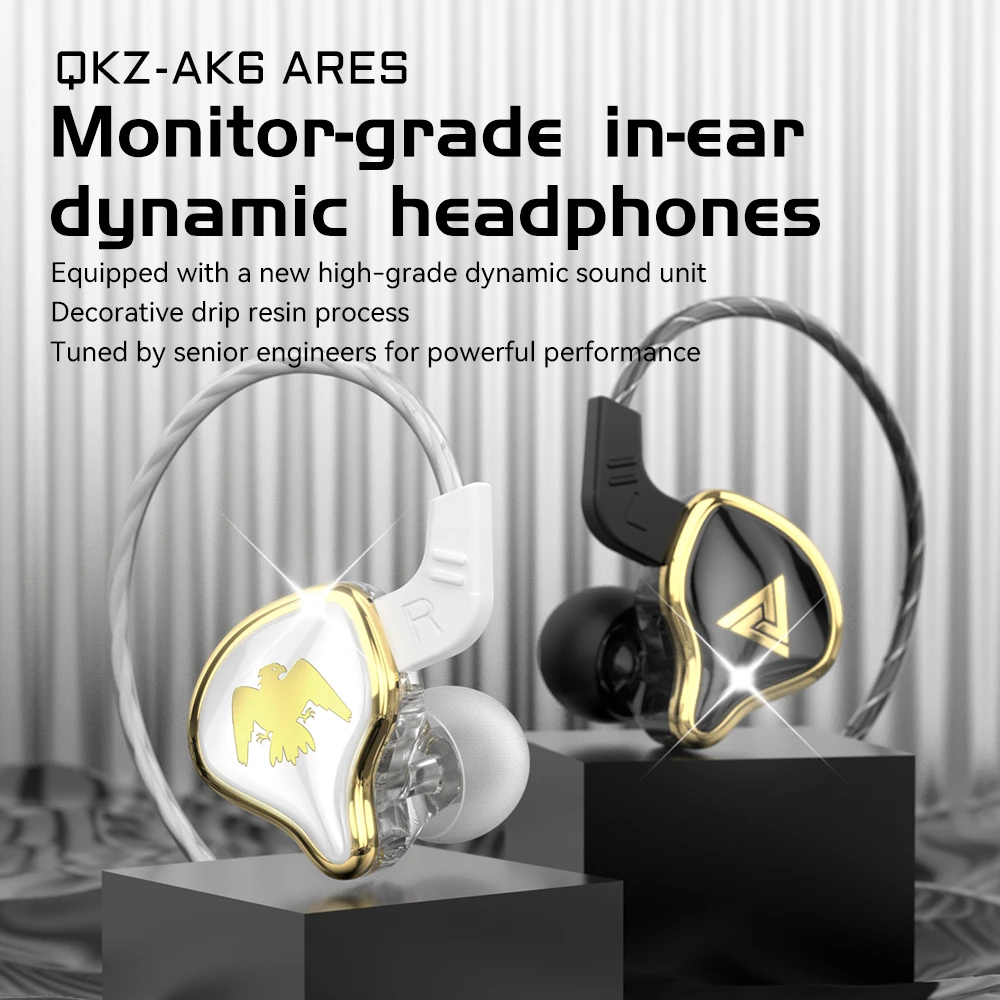 QKZ AK6 Ares Metal Wired Earphones Dynamic HIFI Music Bass DJ Sport Headphones In Ear Monitor Earbuds Headset With Microphone - Image 2