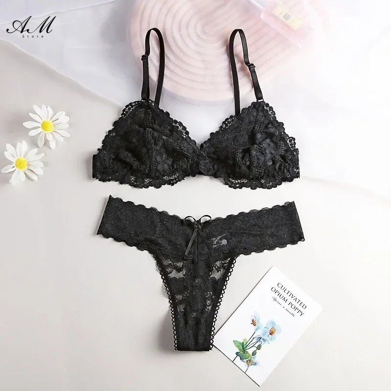 Sexy Lace Women Underwear Set Seamless Wire Free Bra Sets Hollow Out Bra and Panty Sets for Women Embroidery Intimates Lingerie - Image 2