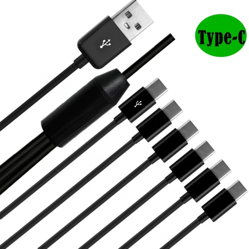 6 In 1 Micro USB/Type C Splitter Cable USB A 2.0 to 6 Micro USB/Type C Data Sync Charing Cable For Phone Tablet Pad - Image 3