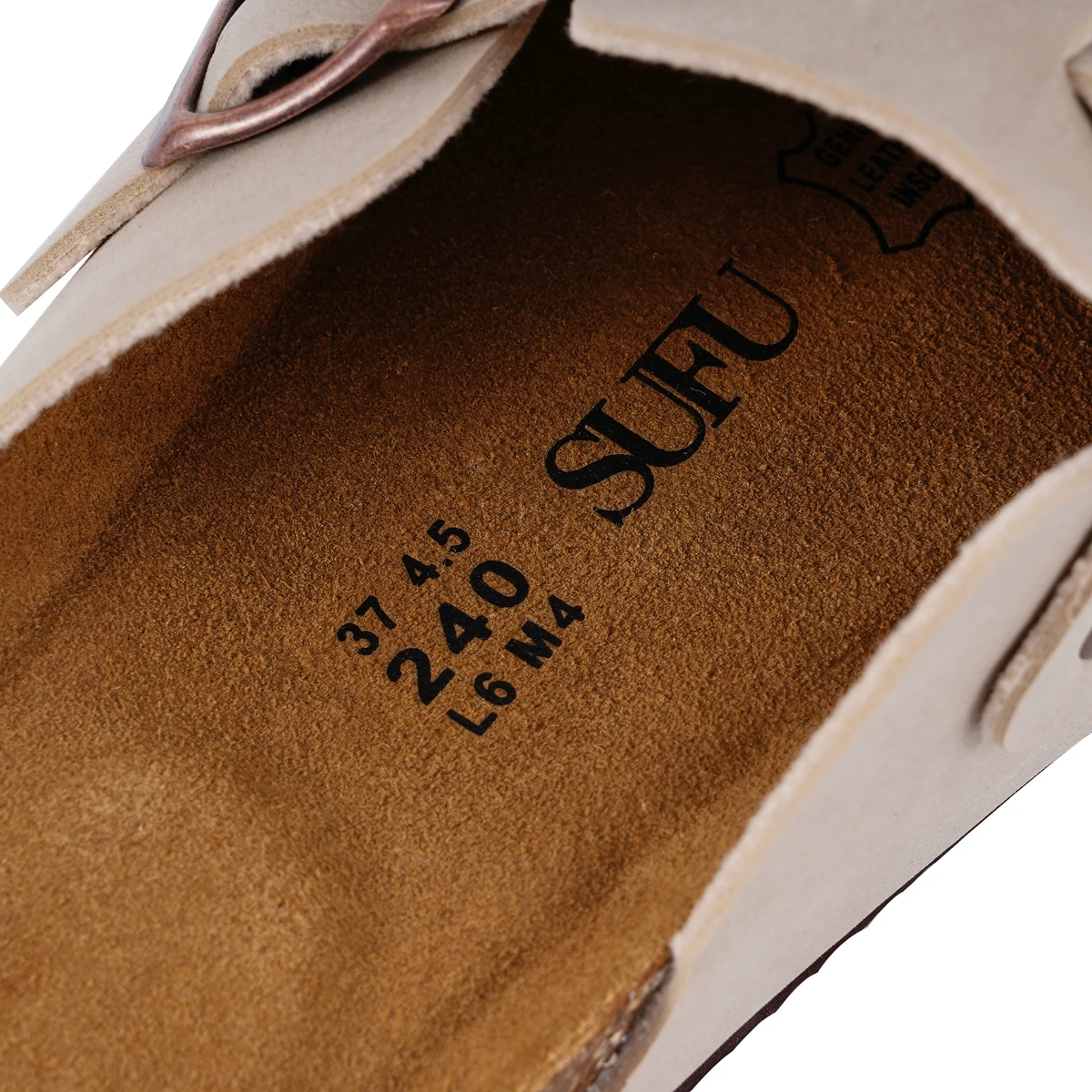 SUFU Leather Birkenstocks Women's New All-in-one Flat Slip-on Beanie Shoes Women Wear Vintage Single Shoes - Image 5