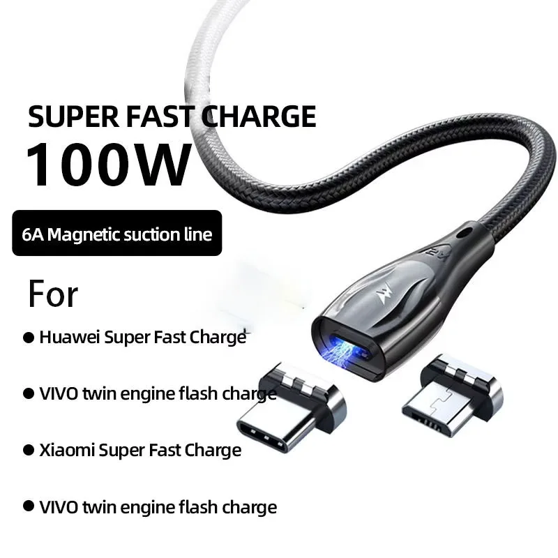 5A Fast Charging Magnet Data Cable Charger Magnetic Usb Metal Fast Charge 2 in 1 TYPE C Micro Usb Connector - Image 4