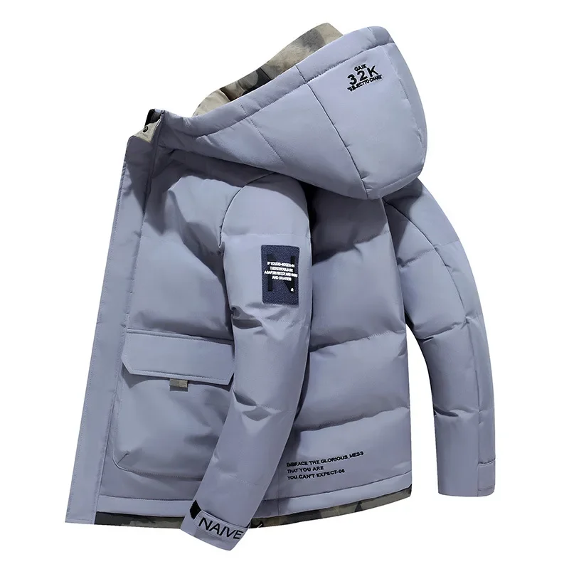 Thick Men New Warm Parka Jackets Winter Casual Men's Outwear Coats Solid Hooded Puffer Jacket Male Windbreak Padded Down Jacket - Image 2