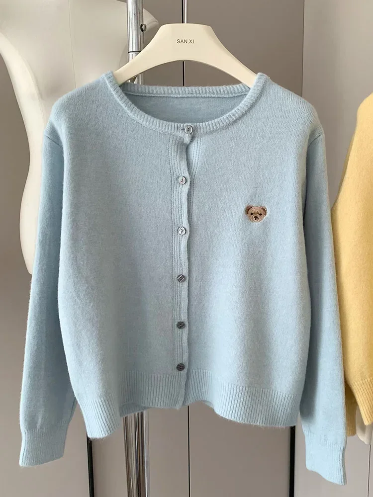 Yaminiya Autumn 2024 O-Neck Knit Sweater Sweet Cartoon Embroidery Casual Tops Japanese Fashion Single Breasted Cardigan Harajuku - Image 4