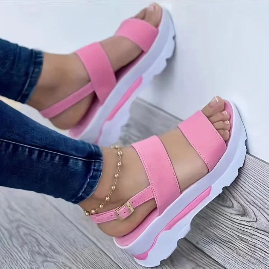 Open Toe Shoes Summer Women Non Slip Durable Women's Sandals Wedges Basic Buckle Slippers Women Zapatos De Mujer Footwear - Image 2
