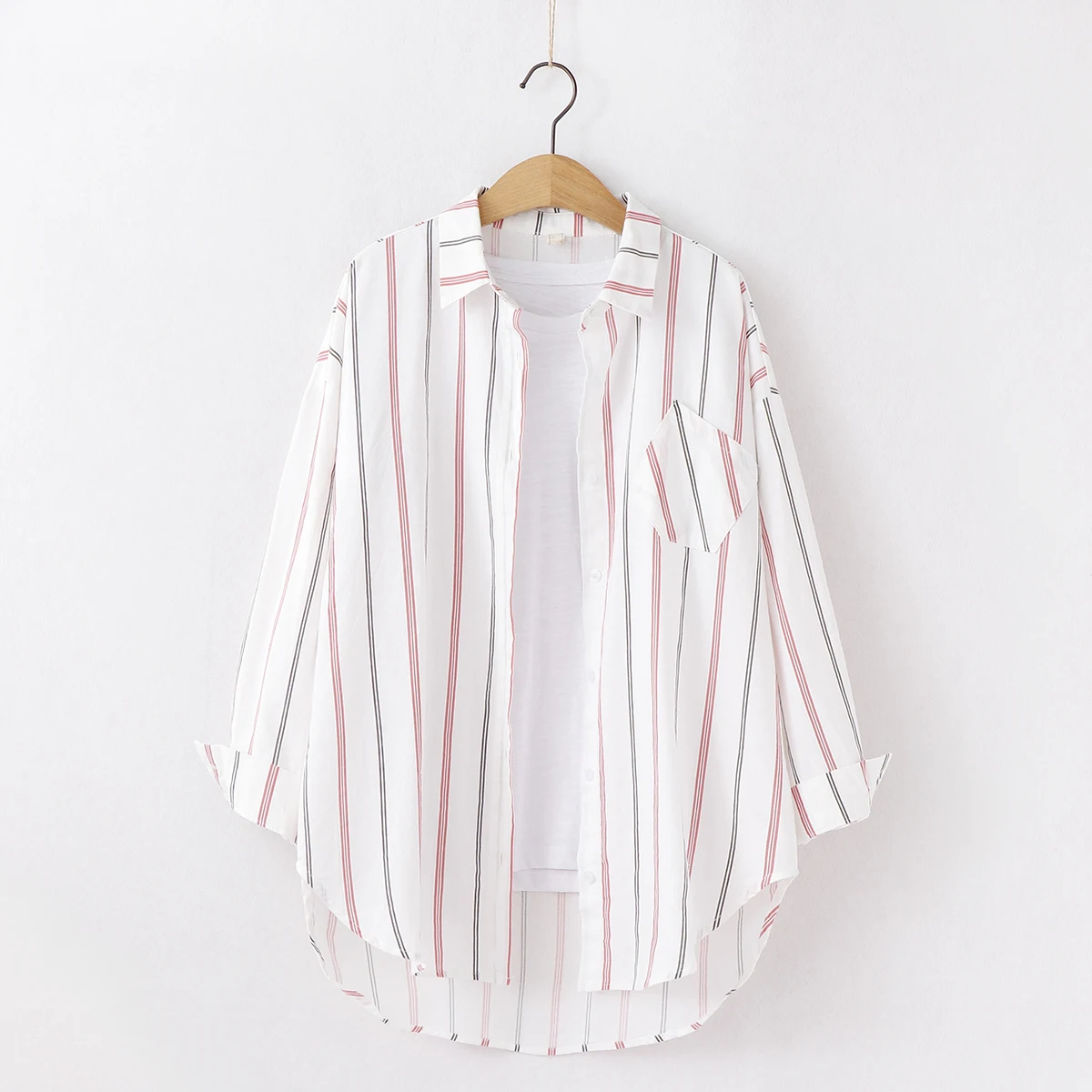 Loose Casual Striped Shirts Women 2024 New Ladies Sweet Simple Style Long Sleeve Print Shirt Female Blouse and Tops Lady Clothes - Image 4
