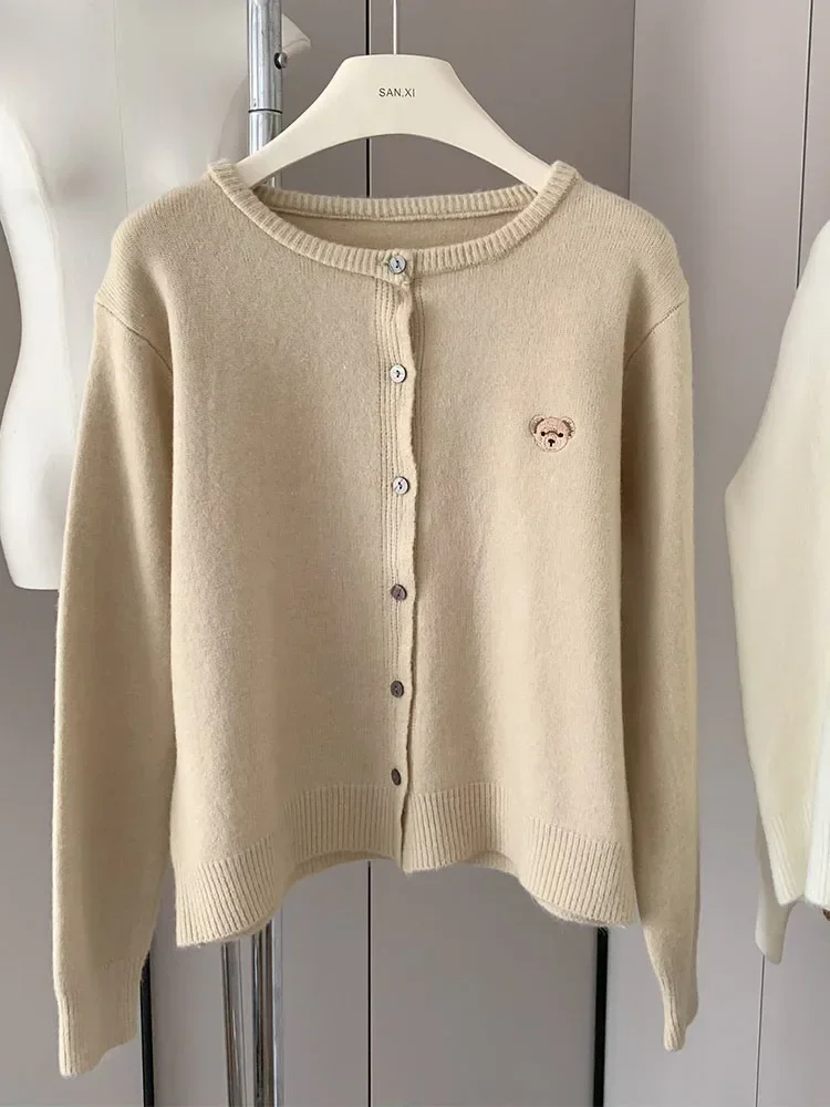 Yaminiya Autumn 2024 O-Neck Knit Sweater Sweet Cartoon Embroidery Casual Tops Japanese Fashion Single Breasted Cardigan Harajuku - Image 3