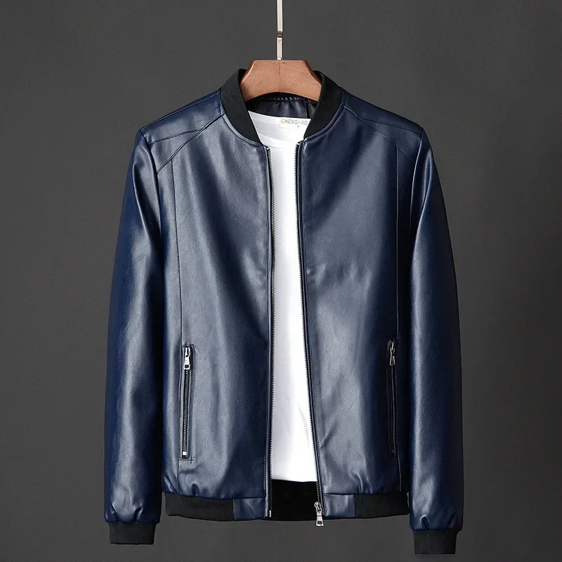 2024 Autumn New Men Black Biker PU Leather Coat Korean Fashion Men Pu Leather Jacket Trend Casual Fit Slim Baseball Clothes 8Xl - Image 3