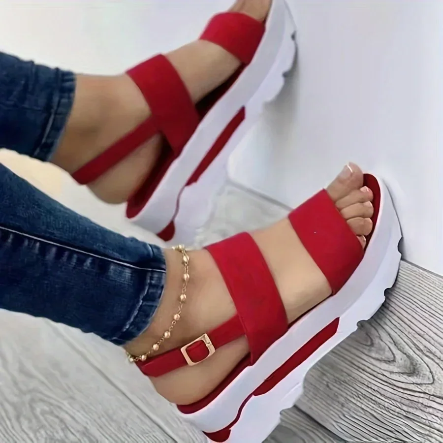Open Toe Shoes Summer Women Non Slip Durable Women's Sandals Wedges Basic Buckle Slippers Women Zapatos De Mujer Footwear - Image 3