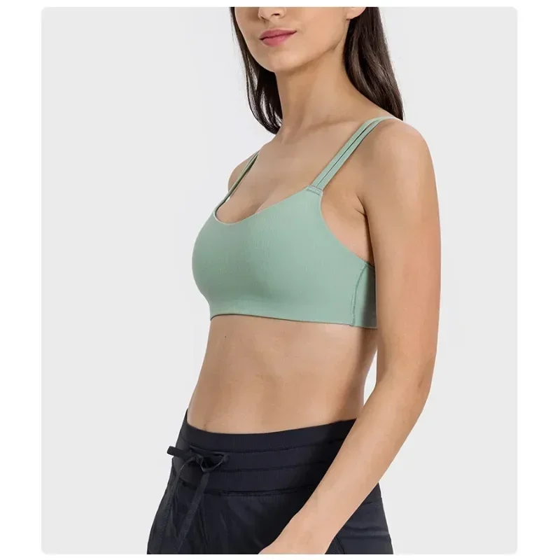 Lksd Vantage Sports Bra Women Buttery-soft Comfort Flat Straps Bonded Seams Fixed Padded Bras With Reflective LSKD Logo - Image 4