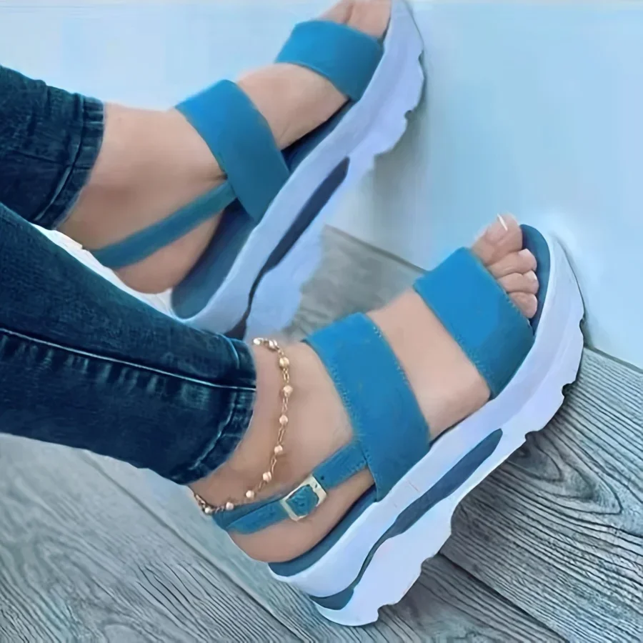 Open Toe Shoes Summer Women Non Slip Durable Women's Sandals Wedges Basic Buckle Slippers Women Zapatos De Mujer Footwear - Image 4