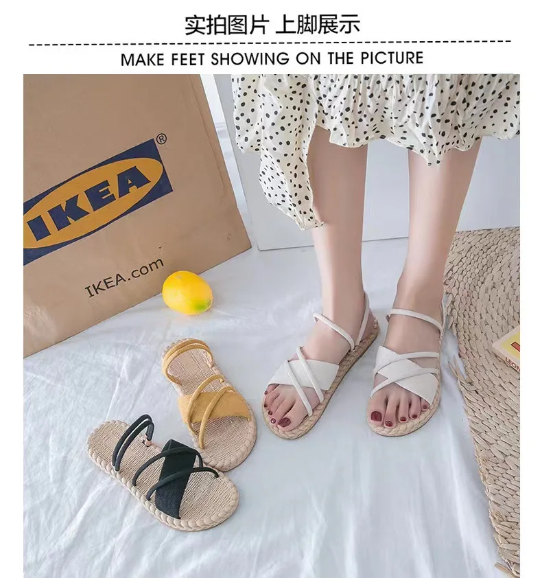 Summer Shoes Woman Sandals Flat Sandalias Mujer Thin Strips Gladiator Beach Sandals Ladies Flip Flops Slides 2023 - Image 2