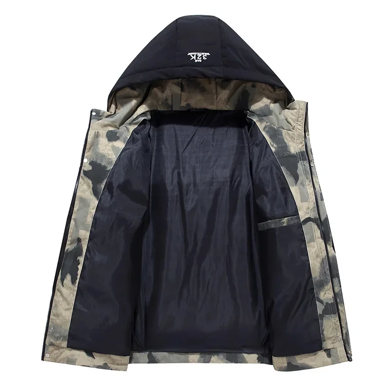 Thick Men New Warm Parka Jackets Winter Casual Men's Outwear Coats Solid Hooded Puffer Jacket Male Windbreak Padded Down Jacket - Image 4