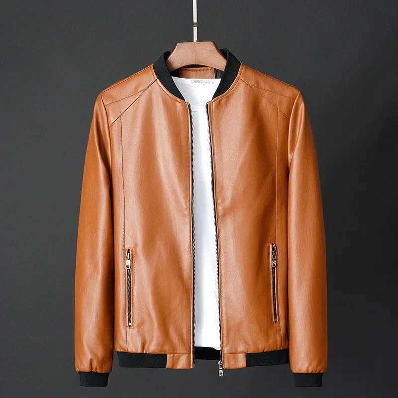 2024 Autumn New Men Black Biker PU Leather Coat Korean Fashion Men Pu Leather Jacket Trend Casual Fit Slim Baseball Clothes 8Xl - Image 2