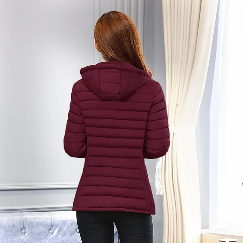 Winter Jackets for Women Cotton Padded Ultralight Coat Women's Parkas Lady Winter Thickened Slim Warm Jacket Female Hooded Parka - Image 2