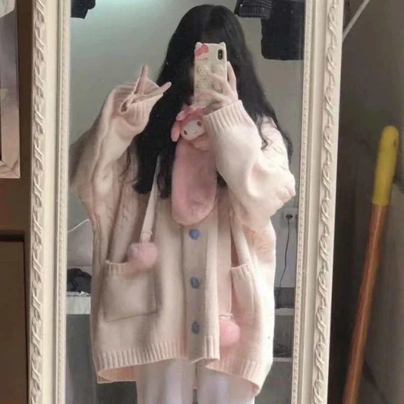 Sweaters Cardigan Women Baggy Preppy Girlish Sweet Kawaii Clothes Japanese Stylish High Street Gentle Designer Knitwear Autumn - Image 3