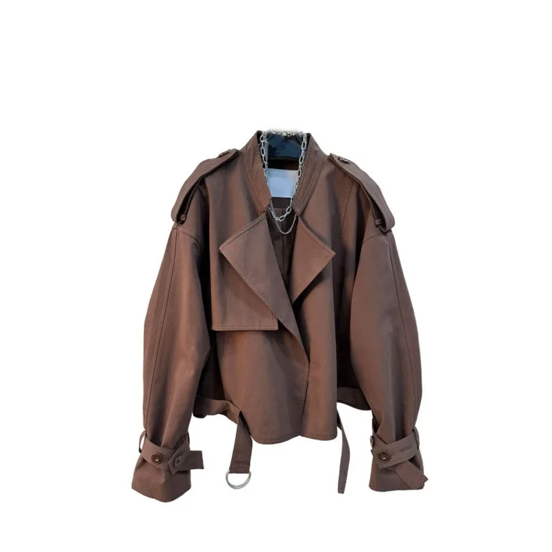 Workwear Short Style Little Fellow Loose Coat Female 2024 Autumn and Winter New Style Fallow All-match Advanced Trench Coat - Image 2