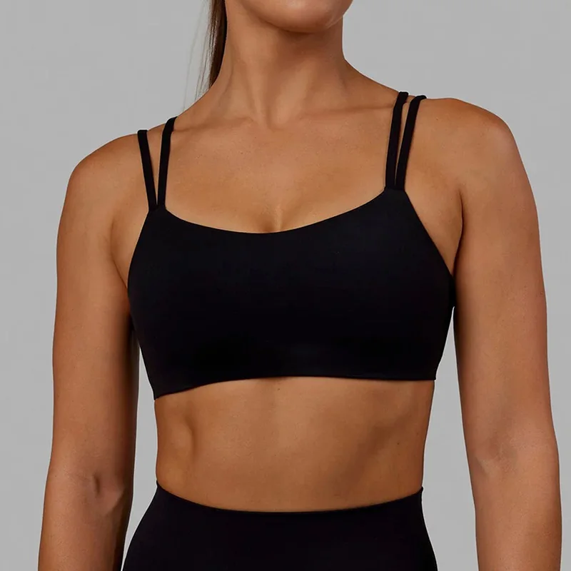 Lksd Vantage Sports Bra Women Buttery-soft Comfort Flat Straps Bonded Seams Fixed Padded Bras With Reflective LSKD Logo - Image 2