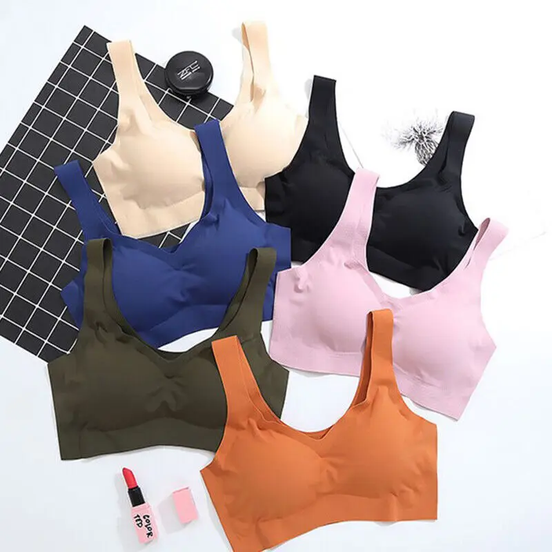 2024 Women Seamless Ice Silk Bra Removable Chest Pad Lifting Bralette Underwear No Steel Ring Breathable Push Up Yoga Vest Bras - Image 6