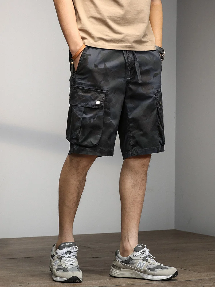 Summer Camouflage Cargo Shorts Men Stretch Cotton Drawstring Work Wear Straight Casual Shorts Male Loose Bermuda Short Pants - Image 5