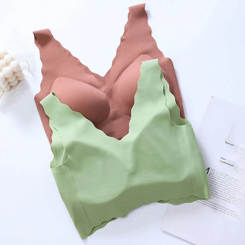 Small Wave Edge Sports Leisure Comfortable Women Underwear Seamless No Steel Ring Gathered Latex Woman Bra - Image 5