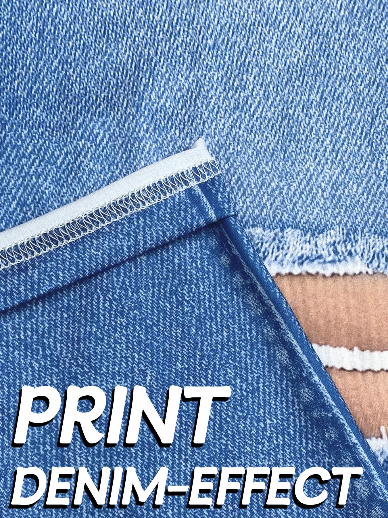 Plus Size Women Leggings Imitation Denim Printed Creative Sportswear High Elastic Sports Tights Fashion Casual Skinny Gym Pants - Image 6