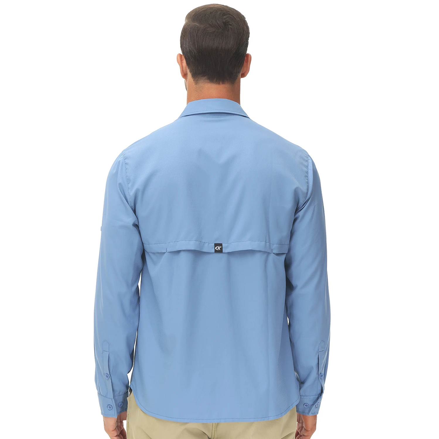 Men's UPF 50+ Long Sleeve Fishing Shirts Sun Protection Breathable Hiking Work Shirt Casual Button Down Shirt with Zipper Pocket - Image 2