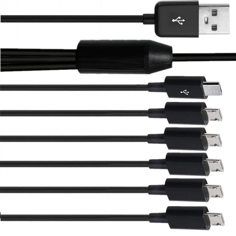 6 In 1 Micro USB/Type C Splitter Cable USB A 2.0 to 6 Micro USB/Type C Data Sync Charing Cable For Phone Tablet Pad - Image 5