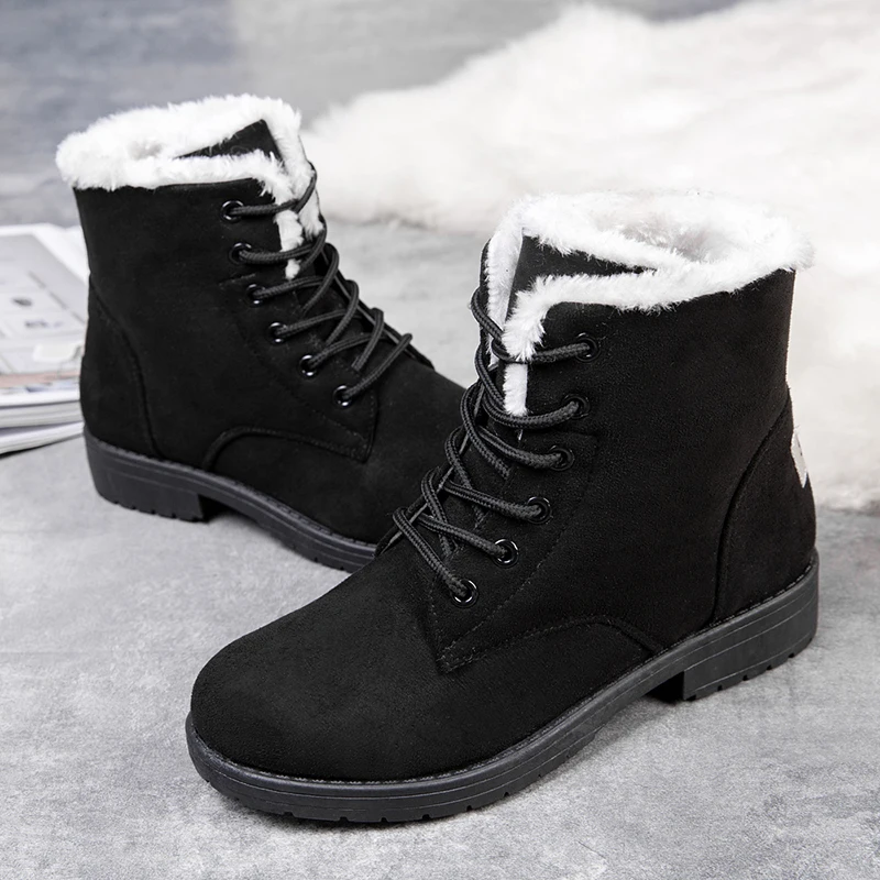 Snow Women Boots Flat Boots For Women Platform Ladies Shoes Plush Keep Warm Boots Ladies Fur New Winter Shoes Women Botas Mujer - Image 4