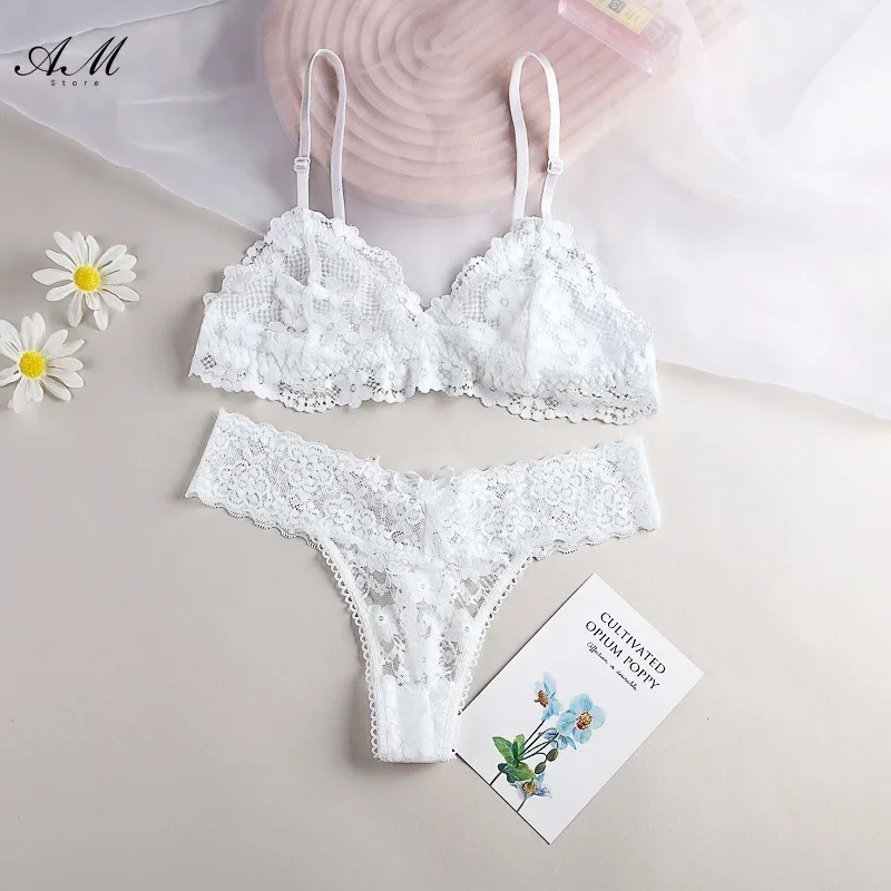 Sexy Lace Women Underwear Set Seamless Wire Free Bra Sets Hollow Out Bra and Panty Sets for Women Embroidery Intimates Lingerie - Image 3