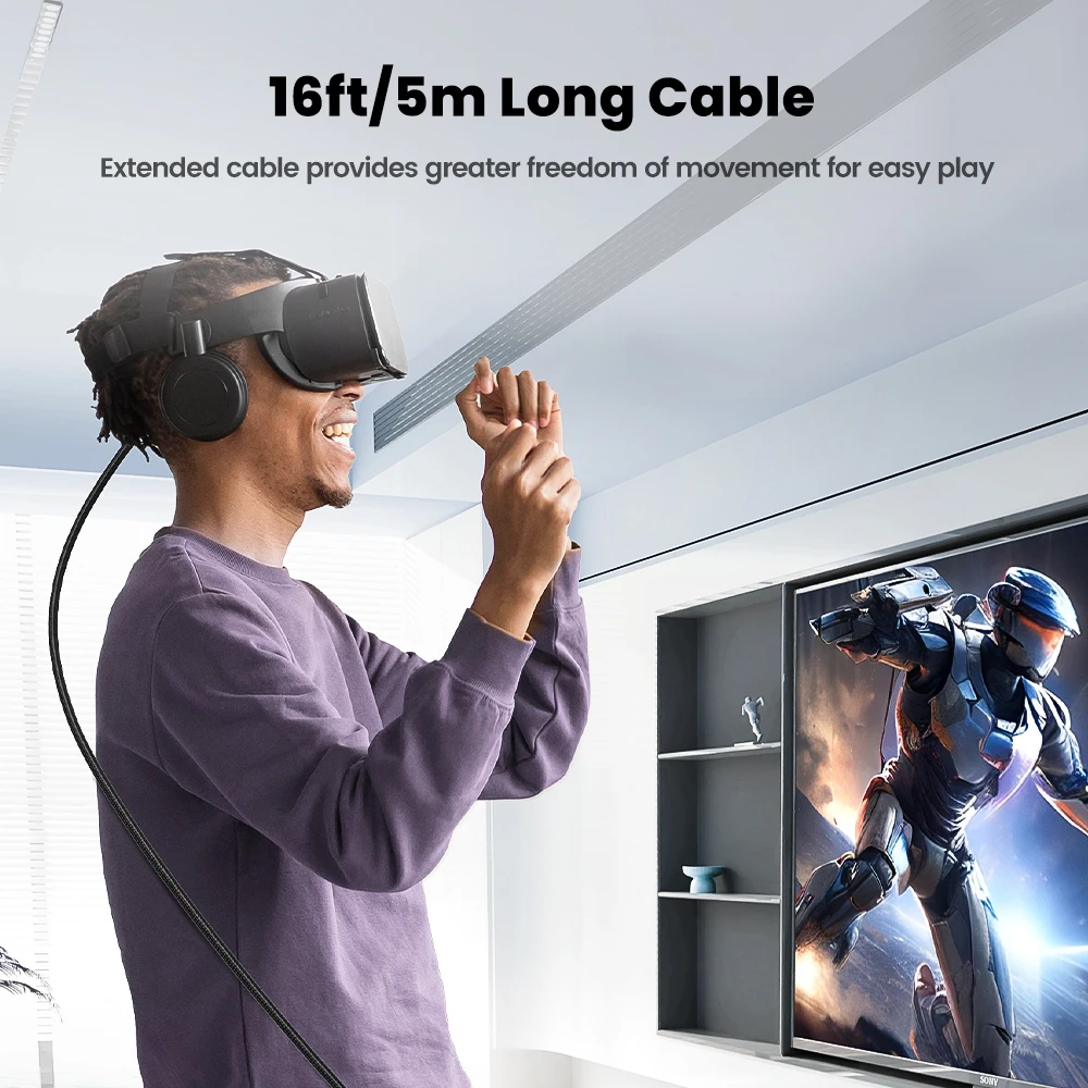 Toocki 5m VR Link Elbow Cable 2 in 1 3A USB A+C to Type C PD Fast Charging USB3.0 5Gbps Data Transfer Wire For Phone Accessories - Image 6