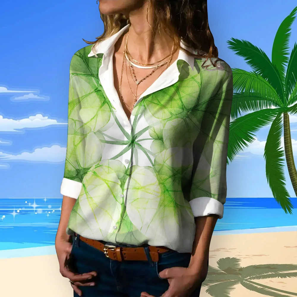 2024 Summer Autumn Floral Shirts Button Long Sleeve Shirts Fashion Basic Shirt Female Clothing Elegant and Youth Woman Blouses - Image 6
