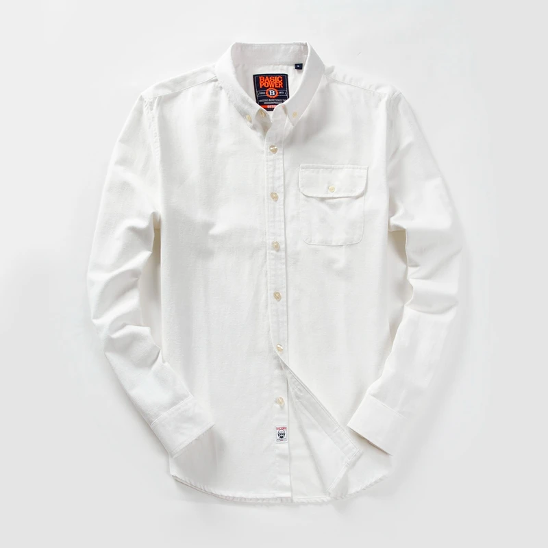 Men's Long Sleeve Oxford Casual Shirt Front Patch Chest Pocket Regular-fit Button-down Collar Thick Work Shirt MG20306 - Image 5