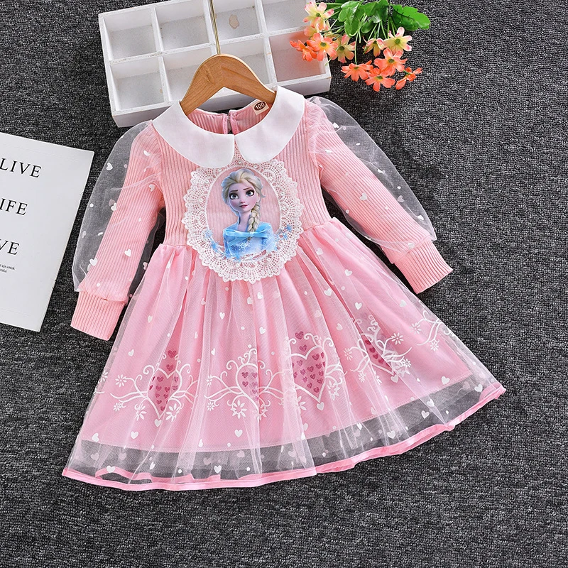 2025 New Elsa Princess Dress Girls Dress Spring Dress Party Long-sleeved Children's Western Style Disney Frozen Formal Dress - Image 6