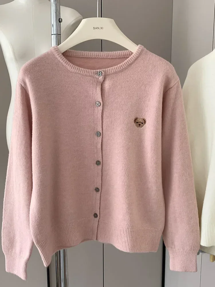 Yaminiya Autumn 2024 O-Neck Knit Sweater Sweet Cartoon Embroidery Casual Tops Japanese Fashion Single Breasted Cardigan Harajuku - Image 2
