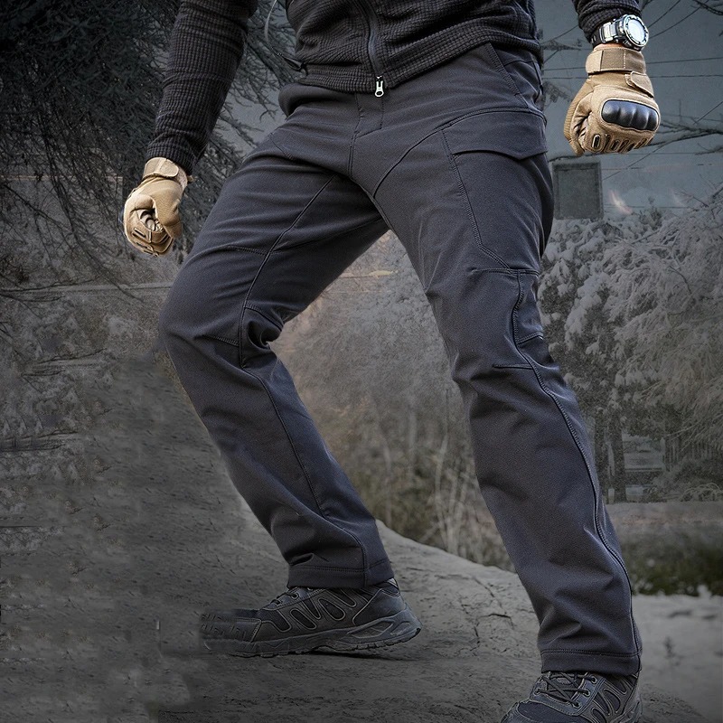 Men Fleece Hiking Pants Winter Waterproof Windproof Outdoor Trousers - Image 4