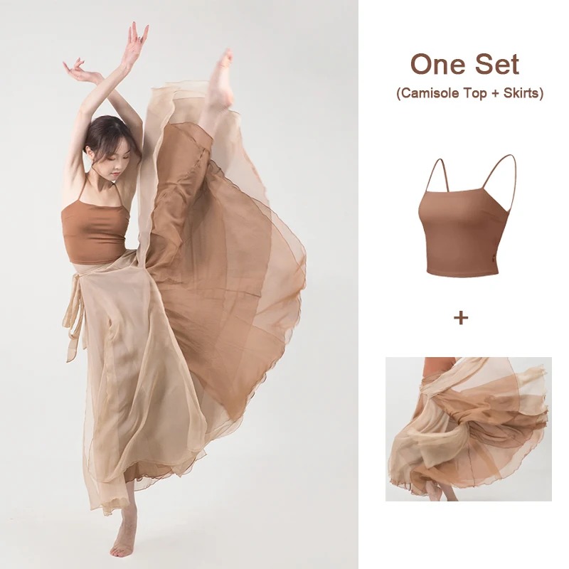 Chiffon Dance Wrap Skirt Fairy Style Flexible Long Georgette Layered Skirt Modern Chinese Classical Dancewear - Image 3