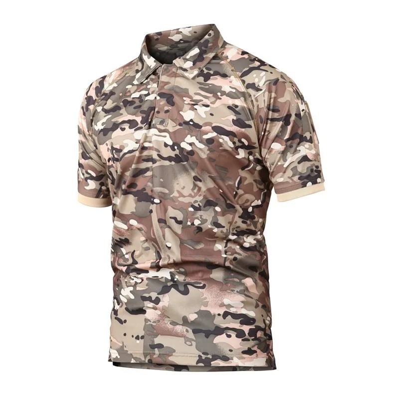 Summer Tactical Military Camouflage T-Shirt Men Outdoor Hiking Camping Coolmax Quick-Dry Army Sports Tee - Image 3